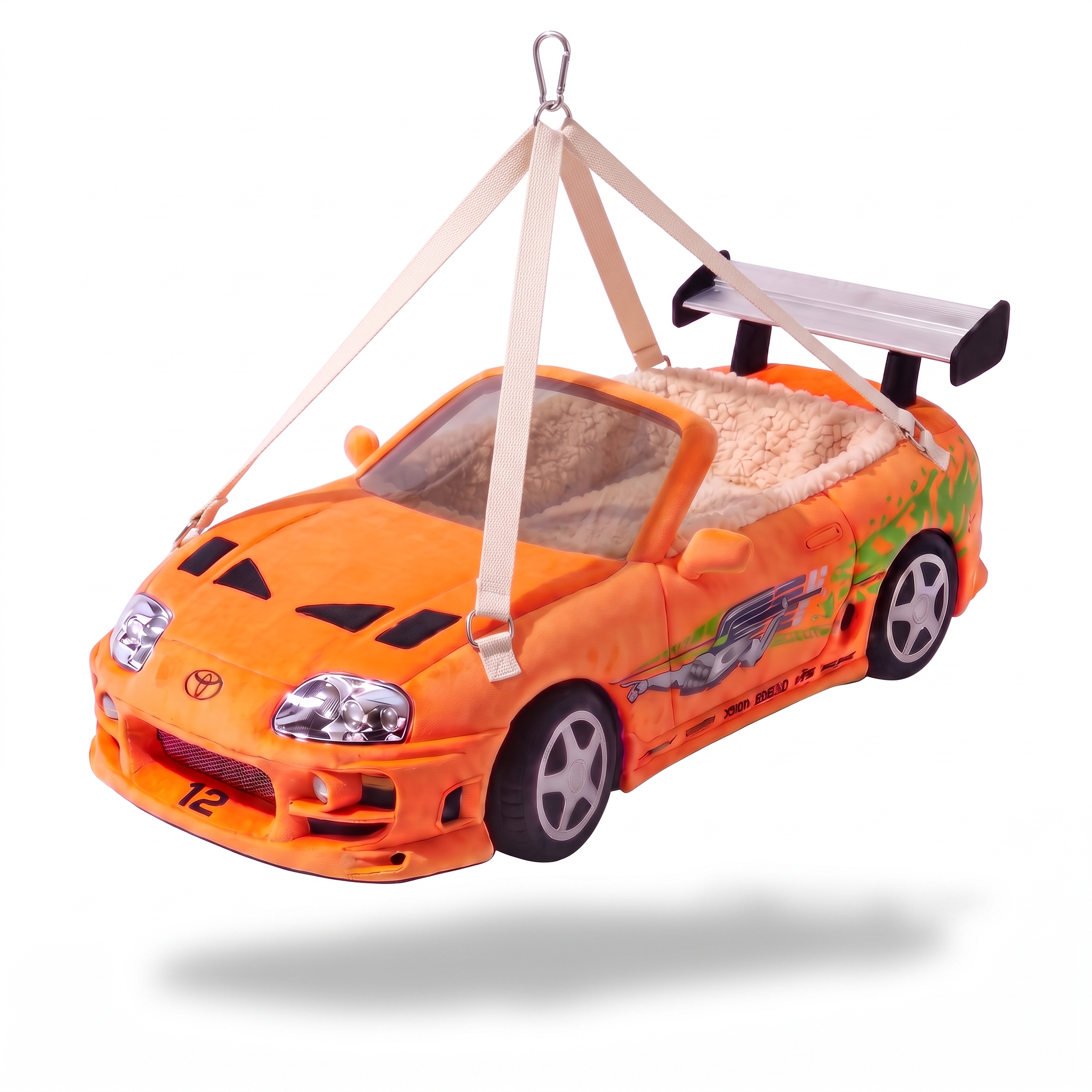 Lit suspendu pour chat en forme de voiture MK4 orange, photo du produit